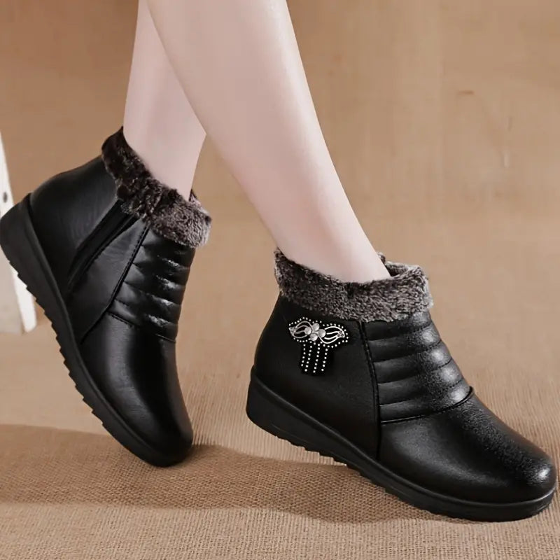 Womens Luxurious Solid Color Fluffy Boots