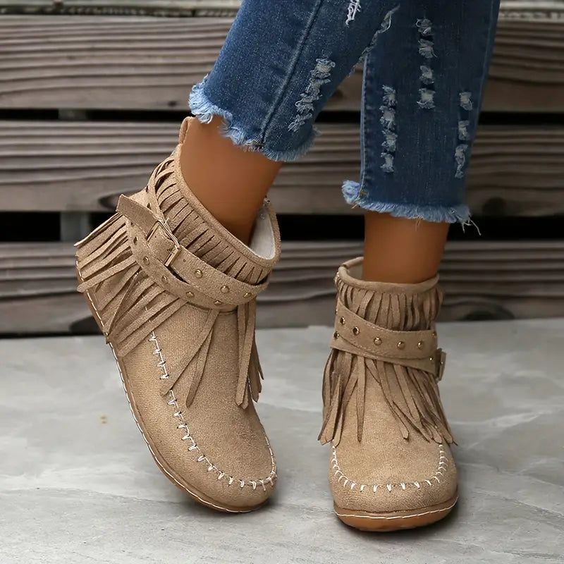 Trendy Womens Tassel Ankle Boots