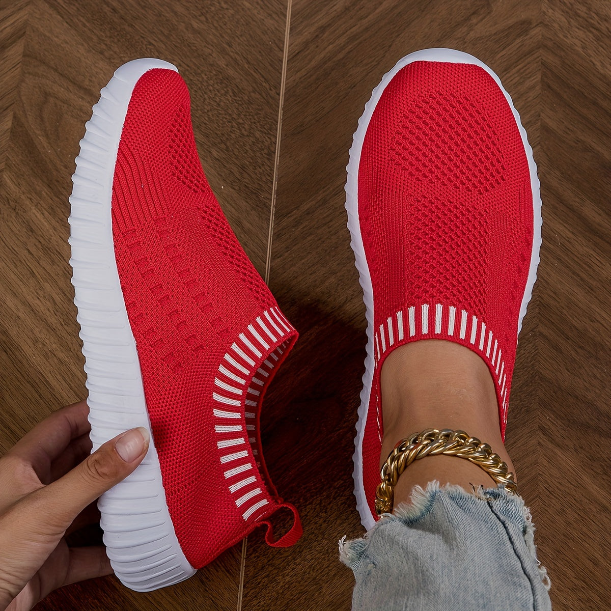 Women's Lightweight Breathable Knit Outdoor Shoes Sneakers
