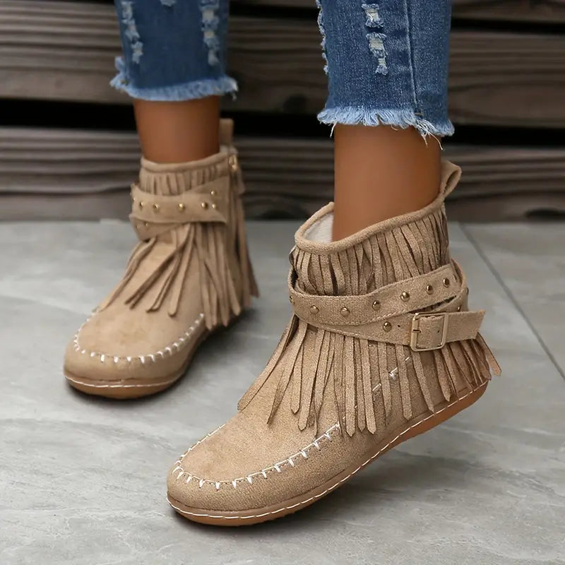Trendy Womens Tassel Ankle Boots