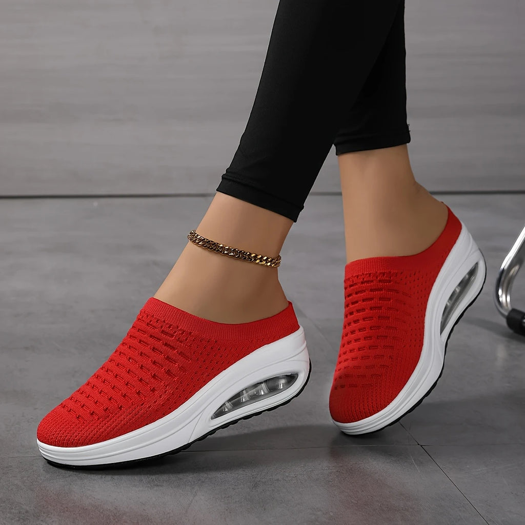 Women's Breathable & Comfortable Mule Sneakers Slip On Platform Shoes