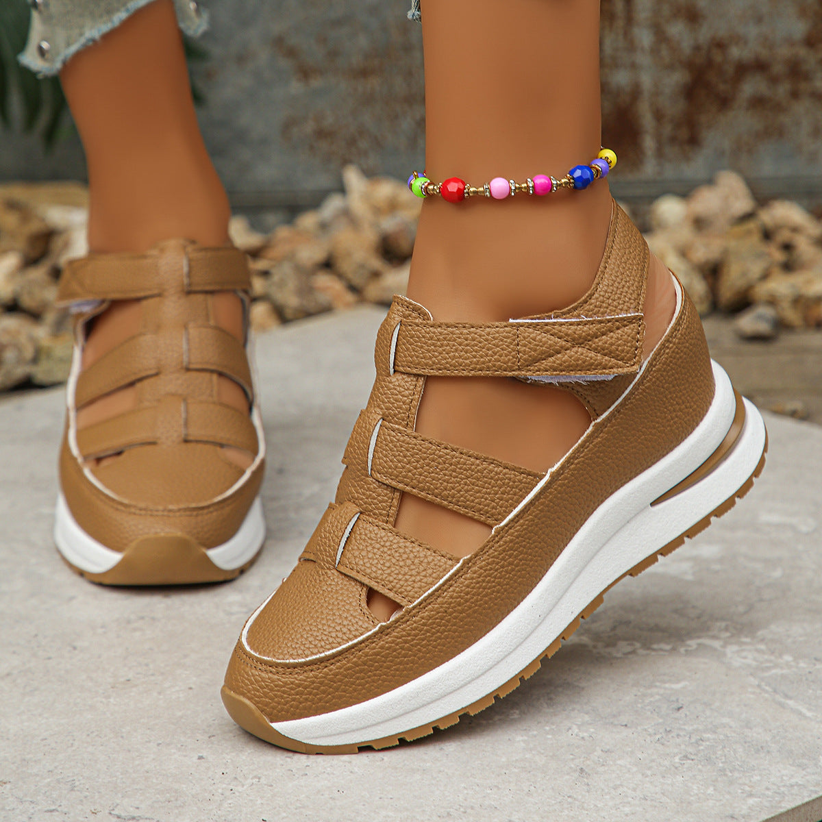 Women's Hollow Out Breathable Platform Wedge Sandals Sneakers
