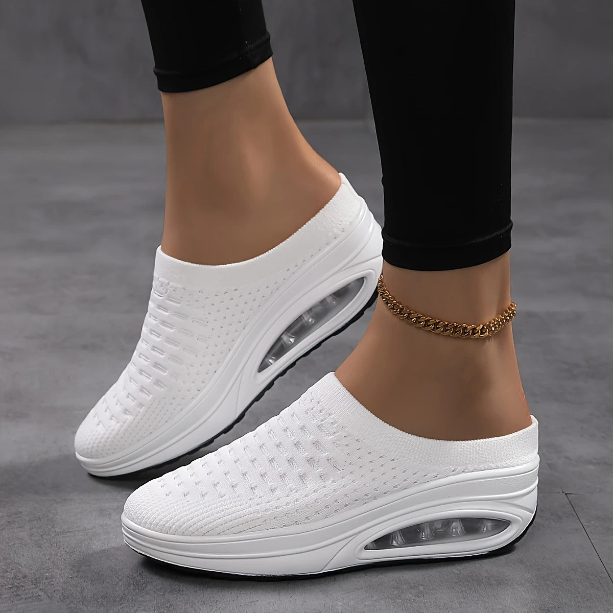 Women's Breathable & Comfortable Mule Sneakers Slip On Platform Shoes