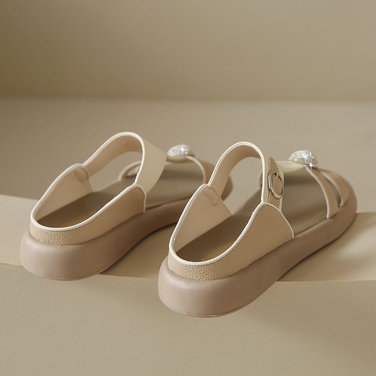 Women's Fashion Rhinestone Hollow Sandals Slip-On Flat Sandals