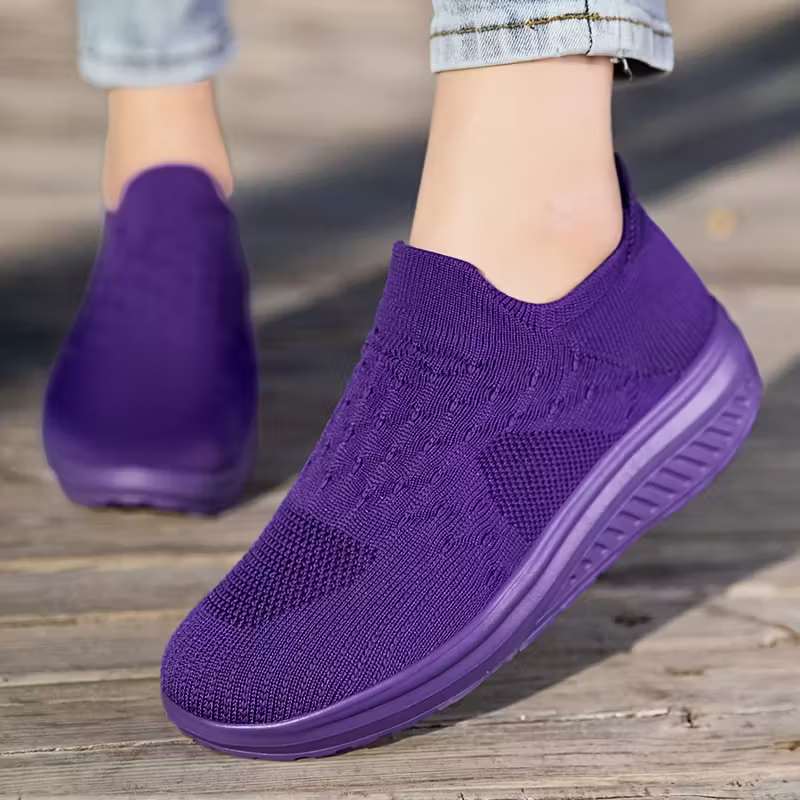 Women's Breathable & Lightweight Knit Non-Slip Slip-On Sneakers Walking Shoes