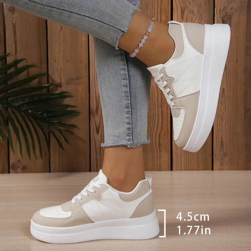 Women's Comfort Versatile White Low-Top Lace-Up Sneakers Casual Chic Footwear
