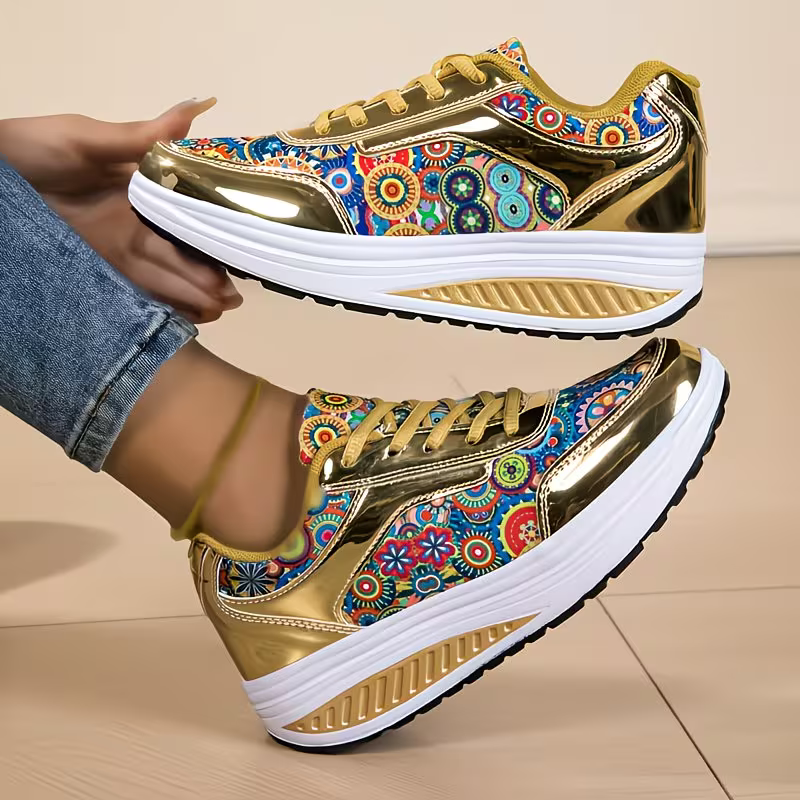 Women's Fashion Bohemian Style Shock-Absorbing Thick-Soled Outdoor Sports Shoes Sneakers