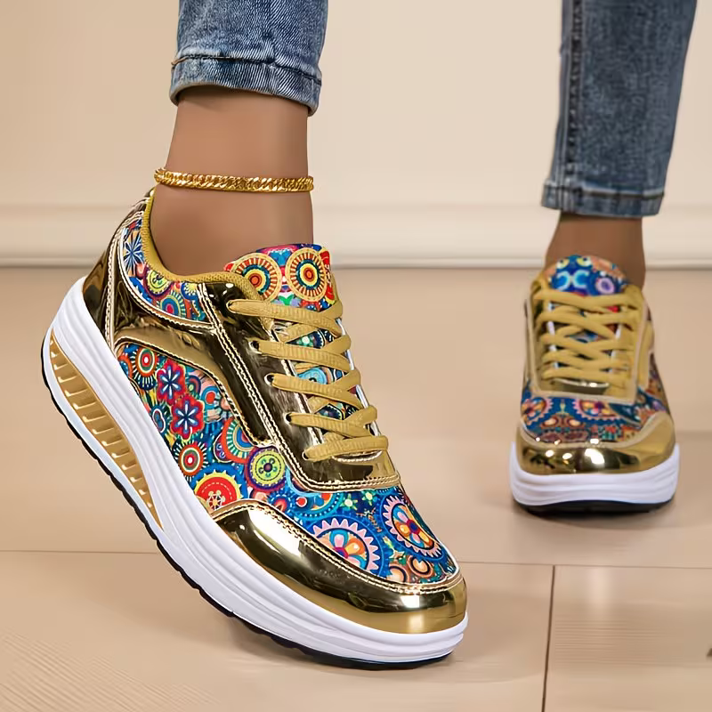 Women's Fashion Bohemian Style Shock-Absorbing Thick-Soled Outdoor Sports Shoes Sneakers