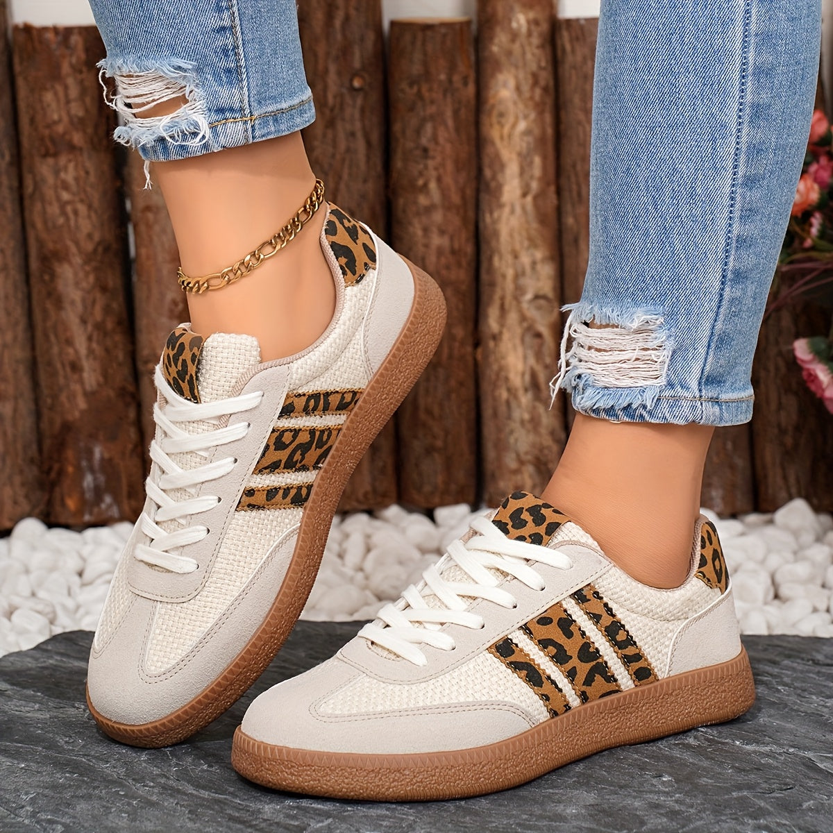 Women's Retro Leopard Sneakers for All-Season