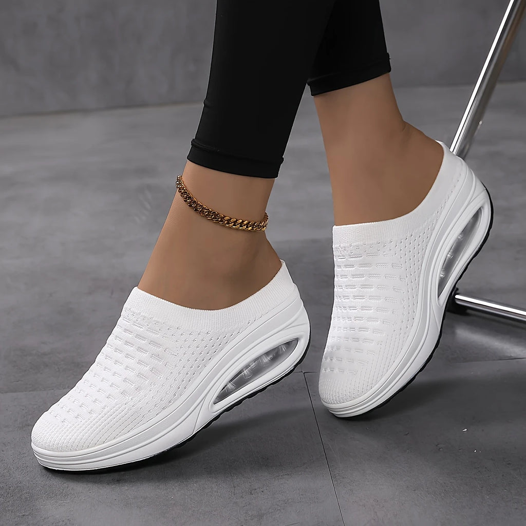 Women's Breathable & Comfortable Mule Sneakers Slip On Platform Shoes