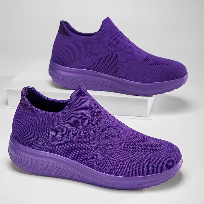 Women's Breathable & Lightweight Knit Non-Slip Slip-On Sneakers Walking Shoes