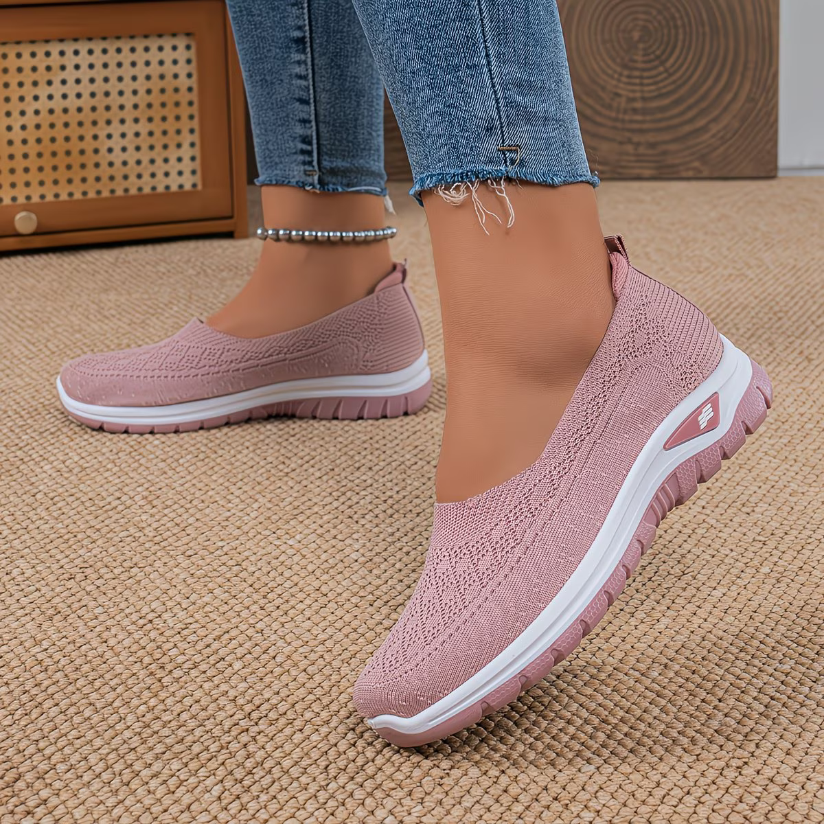 Women's Breathable Shock-absorbing Slip-On Sneakers for Hiking, Commuting, Sports, Daily Wear - Easy On/Off Design