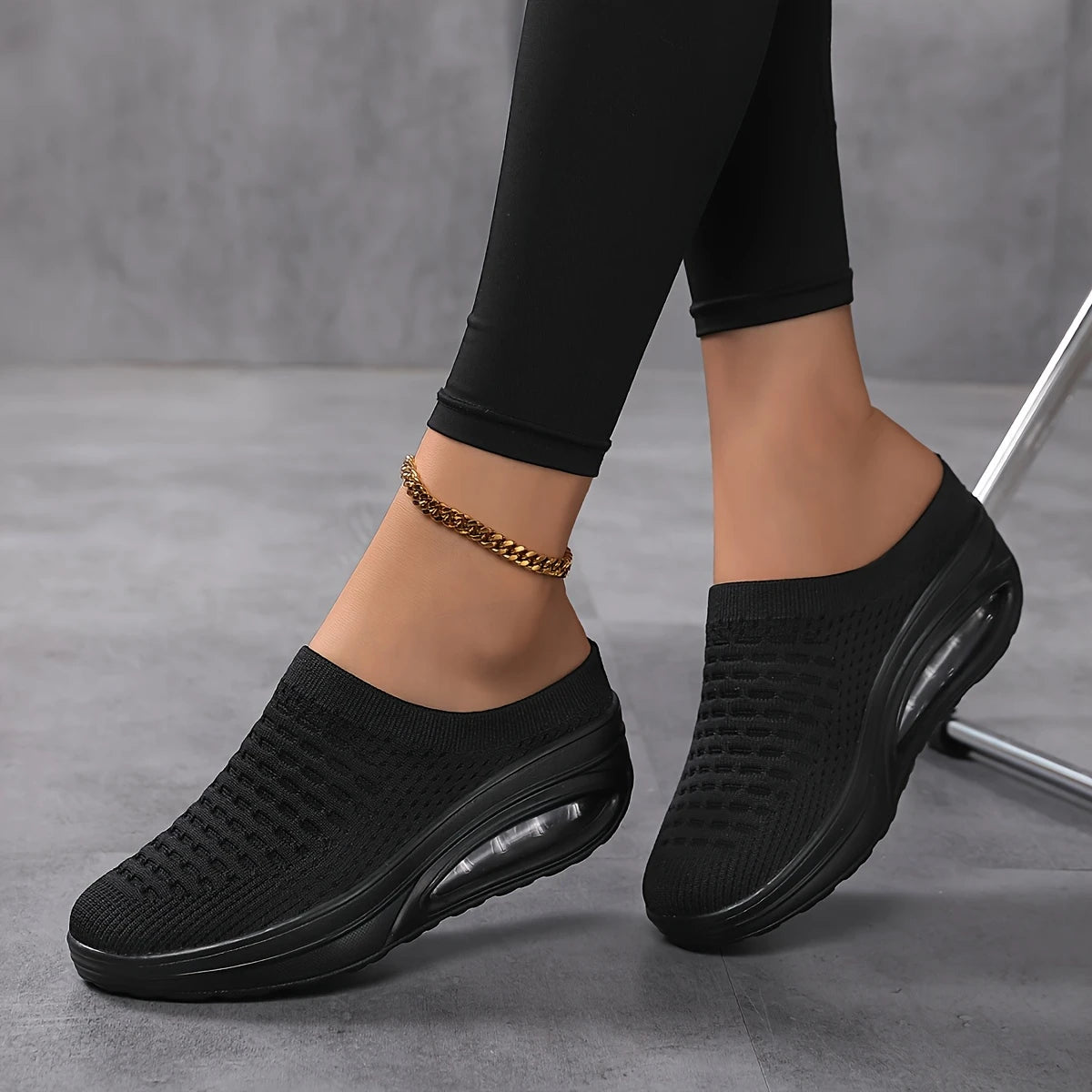Women's Breathable & Comfortable Mule Sneakers Slip On Platform Shoes