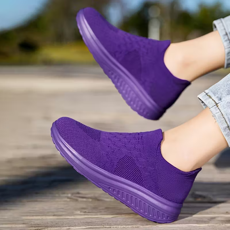 Women's Breathable & Lightweight Knit Non-Slip Slip-On Sneakers Walking Shoes