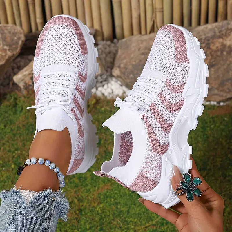 Women's Stylish Breathable Mesh Platform Sneakers Sports Shoes for Outdoor