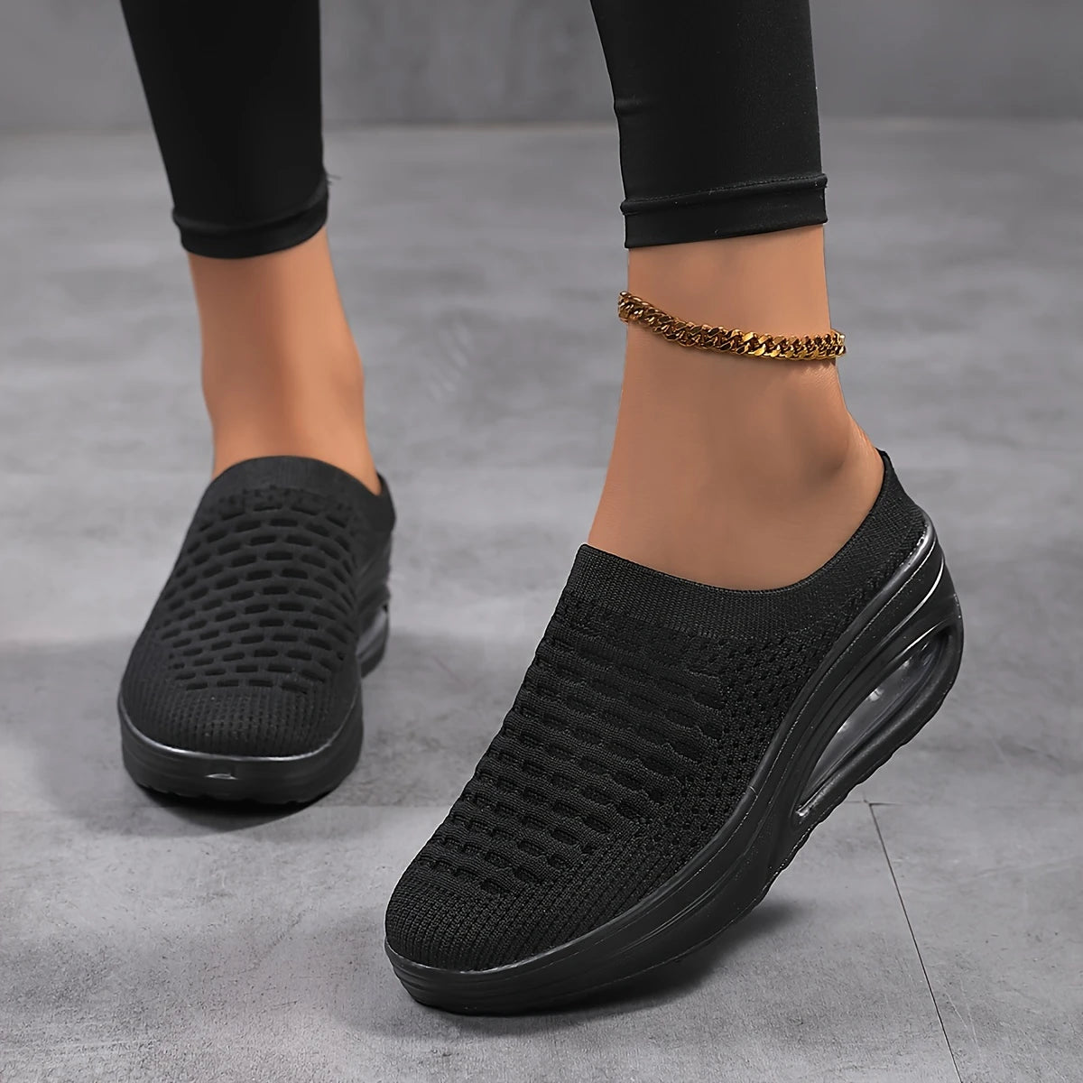 Women's Breathable & Comfortable Mule Sneakers Slip On Platform Shoes