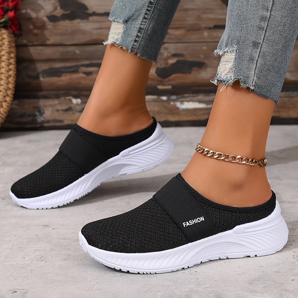 Women's Comfortable Breathable Slip-On Sneakers Sandals for Travel & Summer Outings