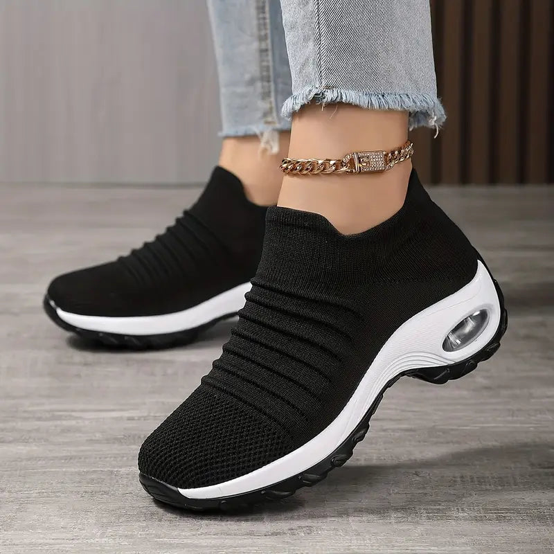 Women's Lightweight and Breathable Knit Slip-On Air Cushion Sneakers
