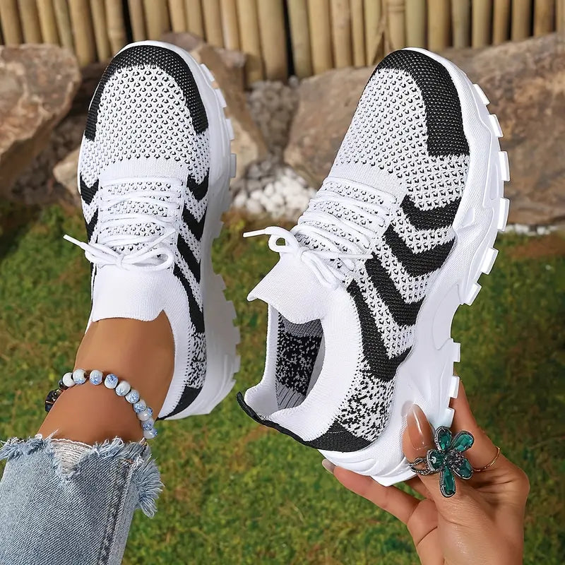 Women's Stylish Breathable Mesh Platform Sneakers Sports Shoes for Outdoor