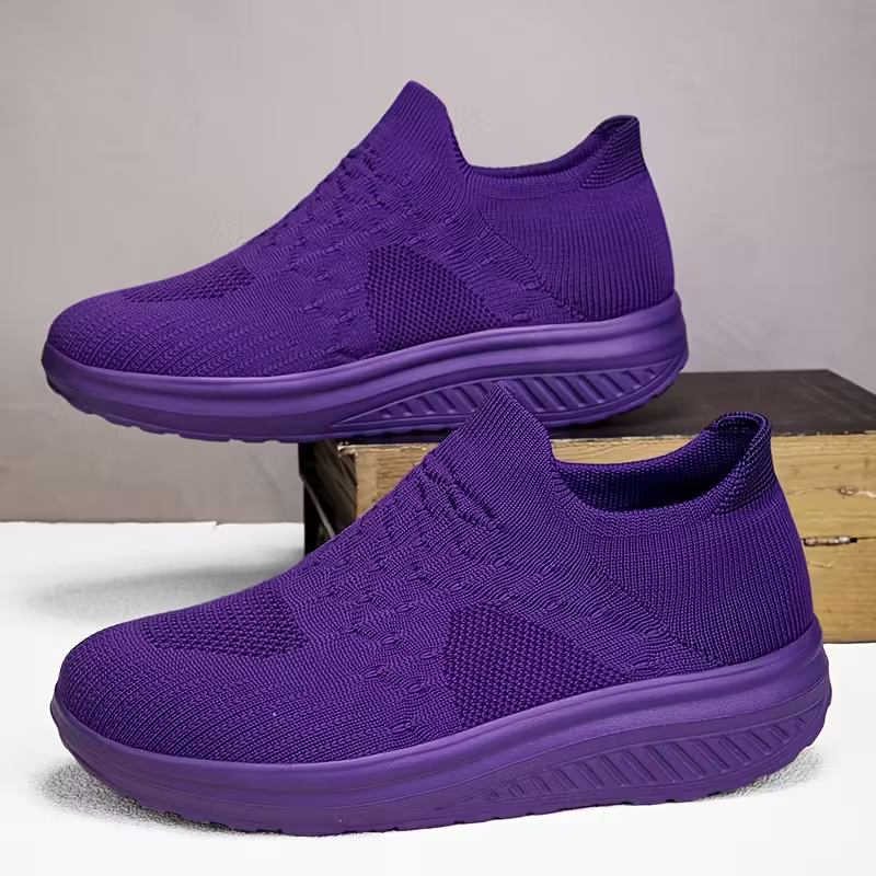 Women's Breathable & Lightweight Knit Non-Slip Slip-On Sneakers Walking Shoes