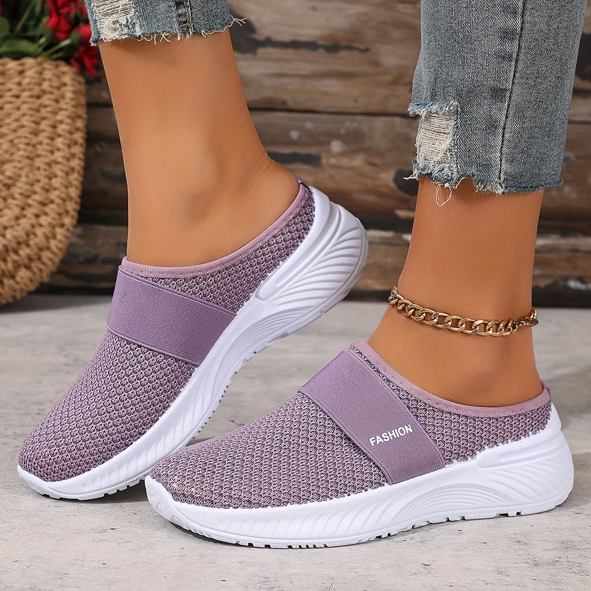 Women's Comfortable Breathable Slip-On Sneakers Sandals for Travel & Summer Outings
