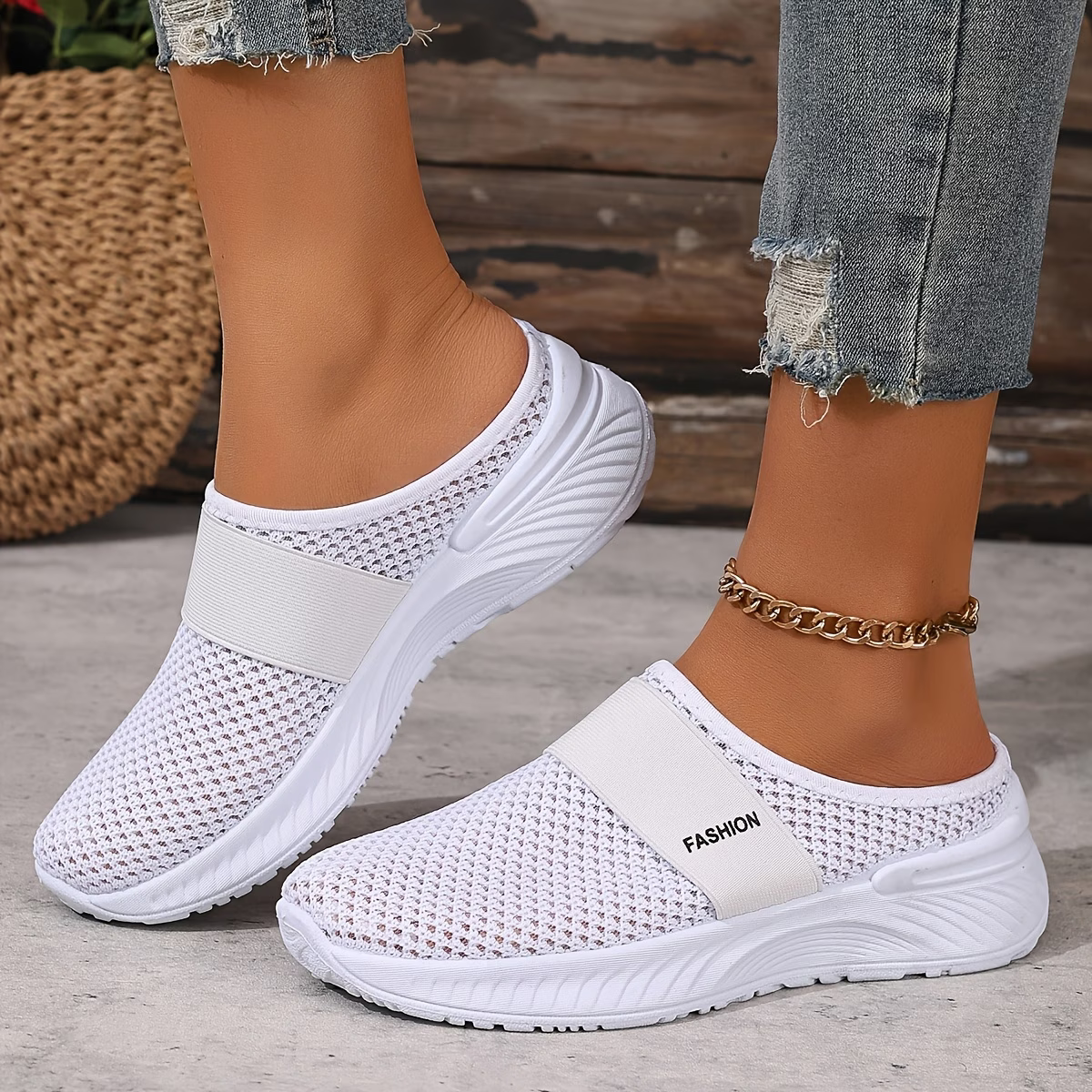 Women's Comfortable Breathable Slip-On Sneakers Sandals for Travel & Summer Outings