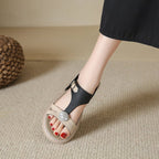 Women's Fashion Rhinestone Hollow Sandals Slip-On Flat Sandals