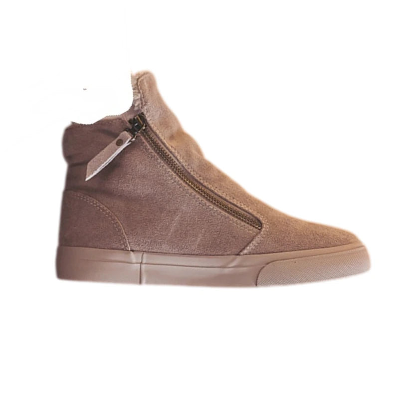 Women's Suede-Look Fleece-Lined Sneaker Boots – Taupe