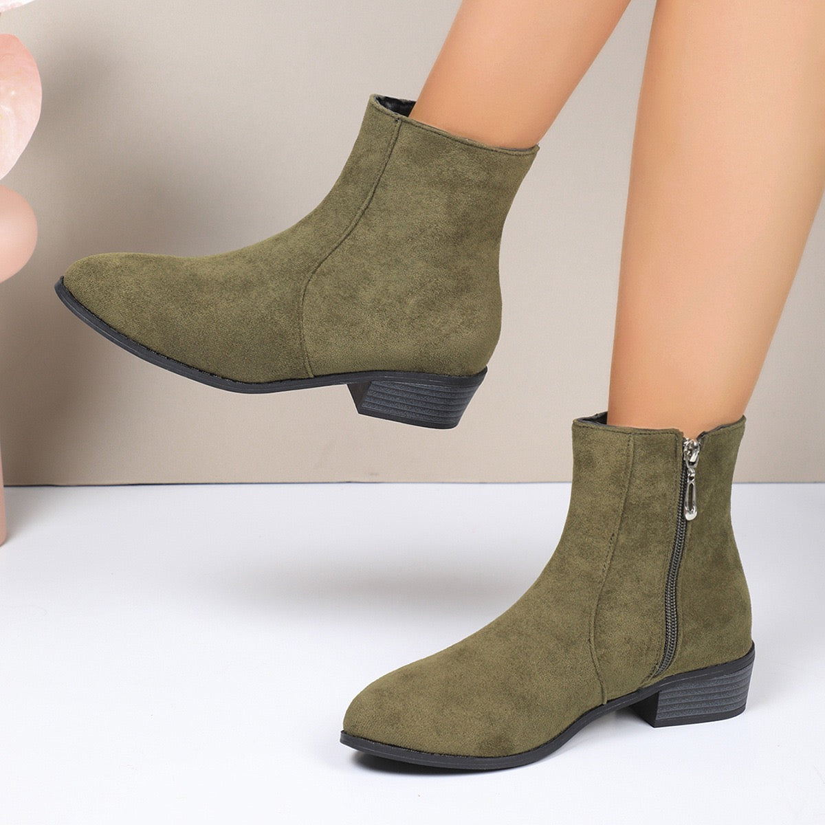 Chic French-Inspired Women's Ankle Boots with Side Zipper