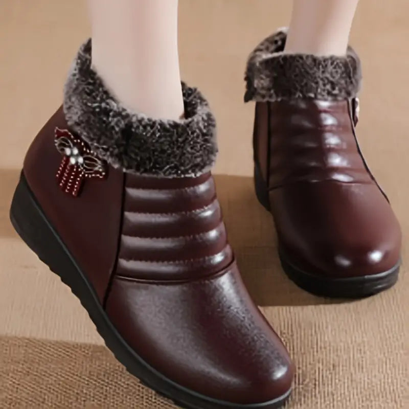 Womens Luxurious Solid Color Fluffy Boots