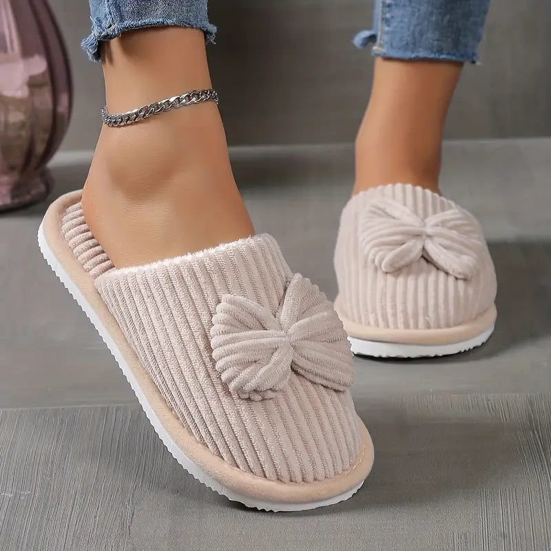 Adorable Bowknot Winter Slippers