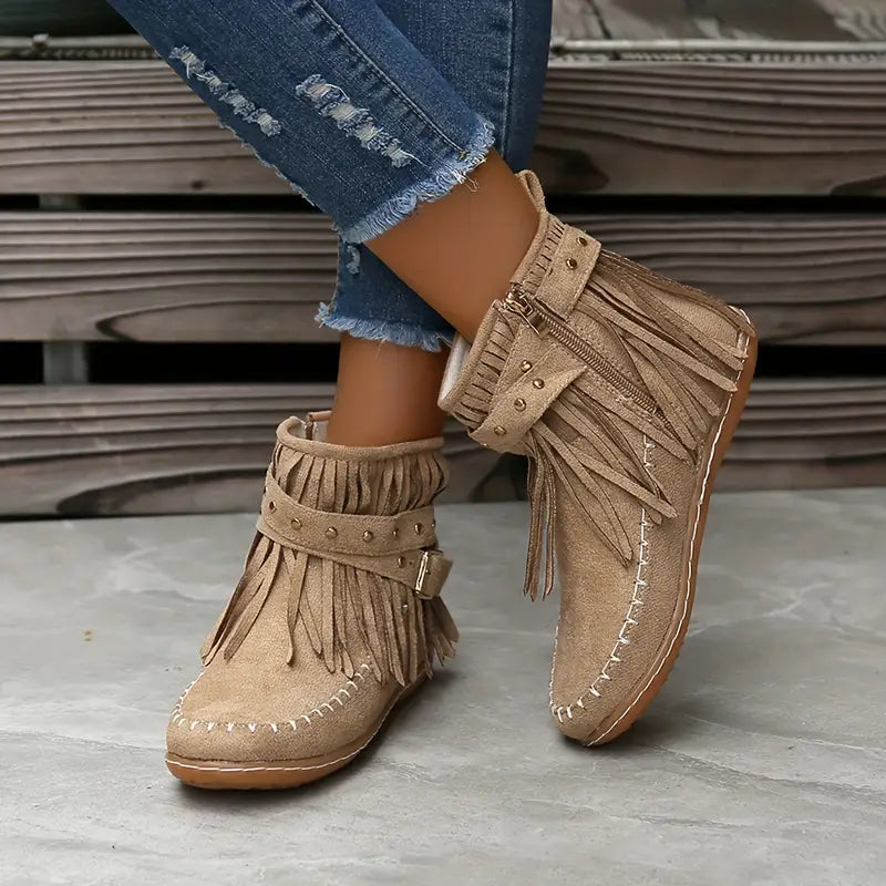 Trendy Womens Tassel Ankle Boots