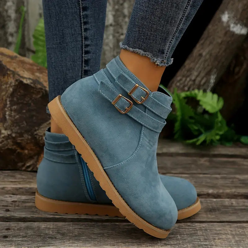 Women Casual Slip on Back Zipper Comfort Ankle Boots