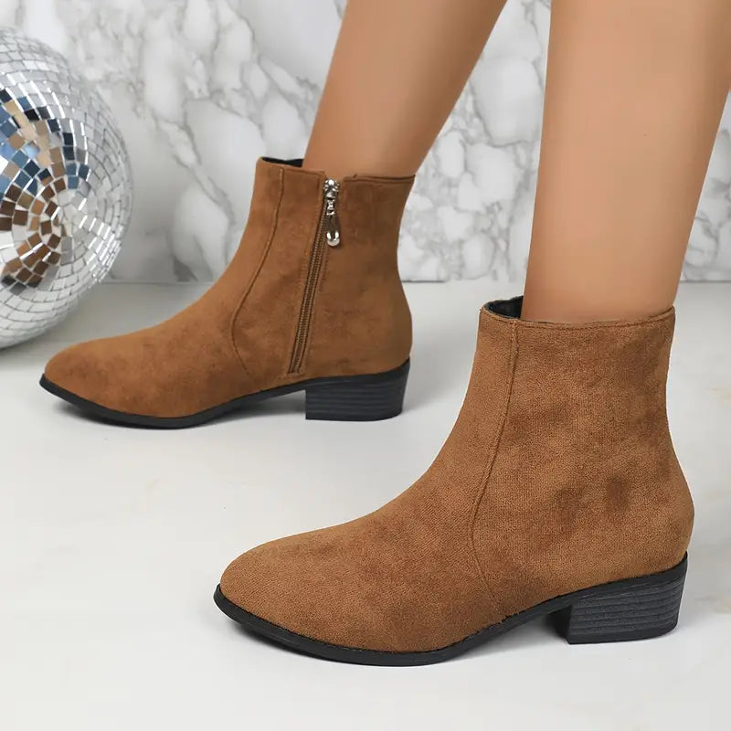 Chic French-Inspired Women's Ankle Boots with Side Zipper