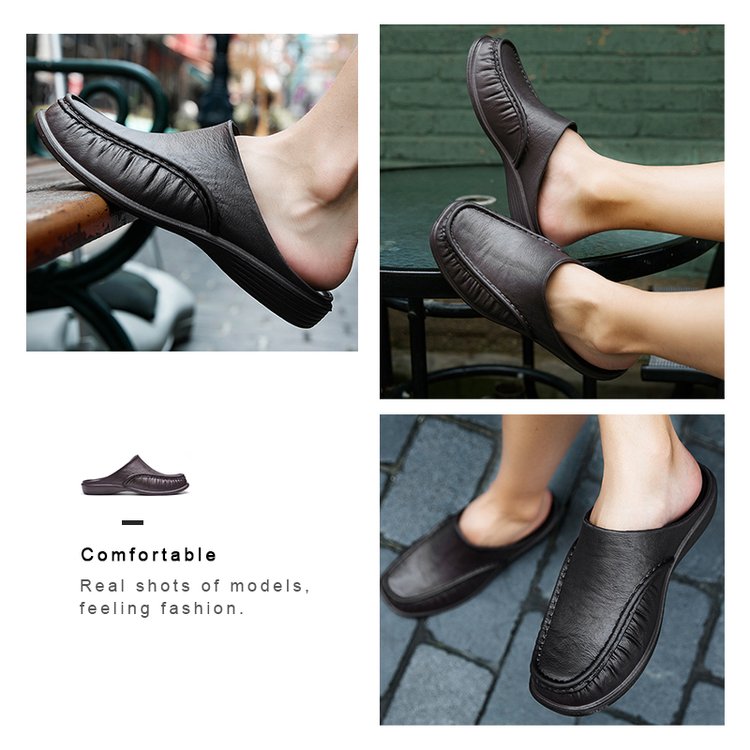 Men's Leather Home Slippers