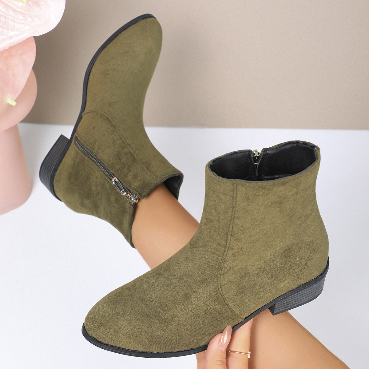 Chic French-Inspired Women's Ankle Boots with Side Zipper