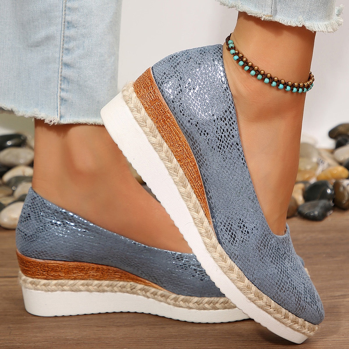 Women's Elegant Chunky Wedge Loafers