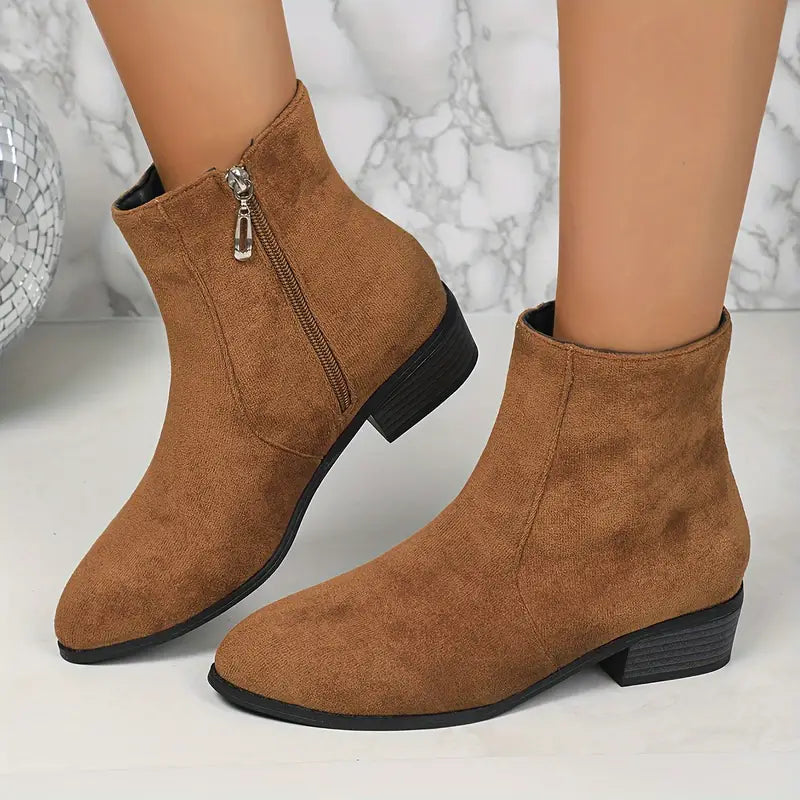 Chic French-Inspired Women's Ankle Boots with Side Zipper