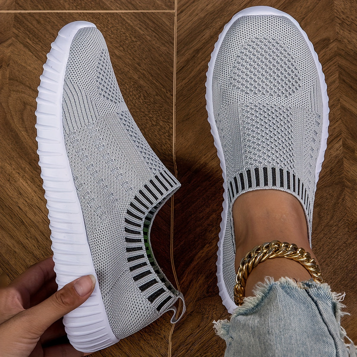 Women's Lightweight Breathable Knit Outdoor Shoes Sneakers