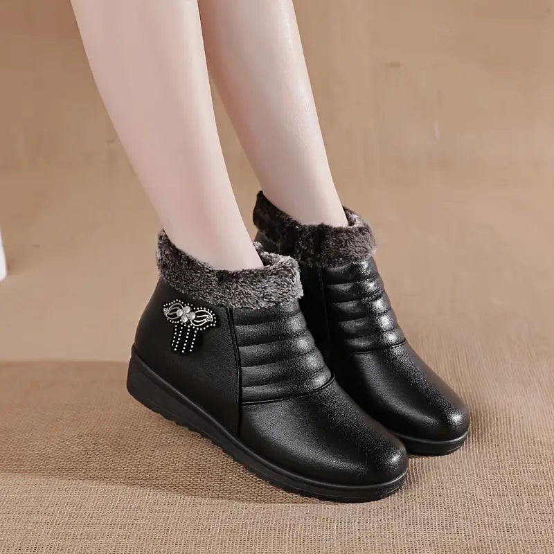 Womens Luxurious Solid Color Fluffy Boots