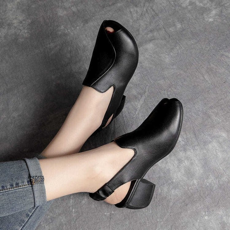 💥Flash Sale Today！🔥Last 99 Pairs Super Low Price🔥Soft-Soled Retro Leather Fish Mouth Women's Shoes