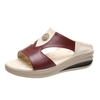 2022 New Wedge Cowhide Platform Flip Flops