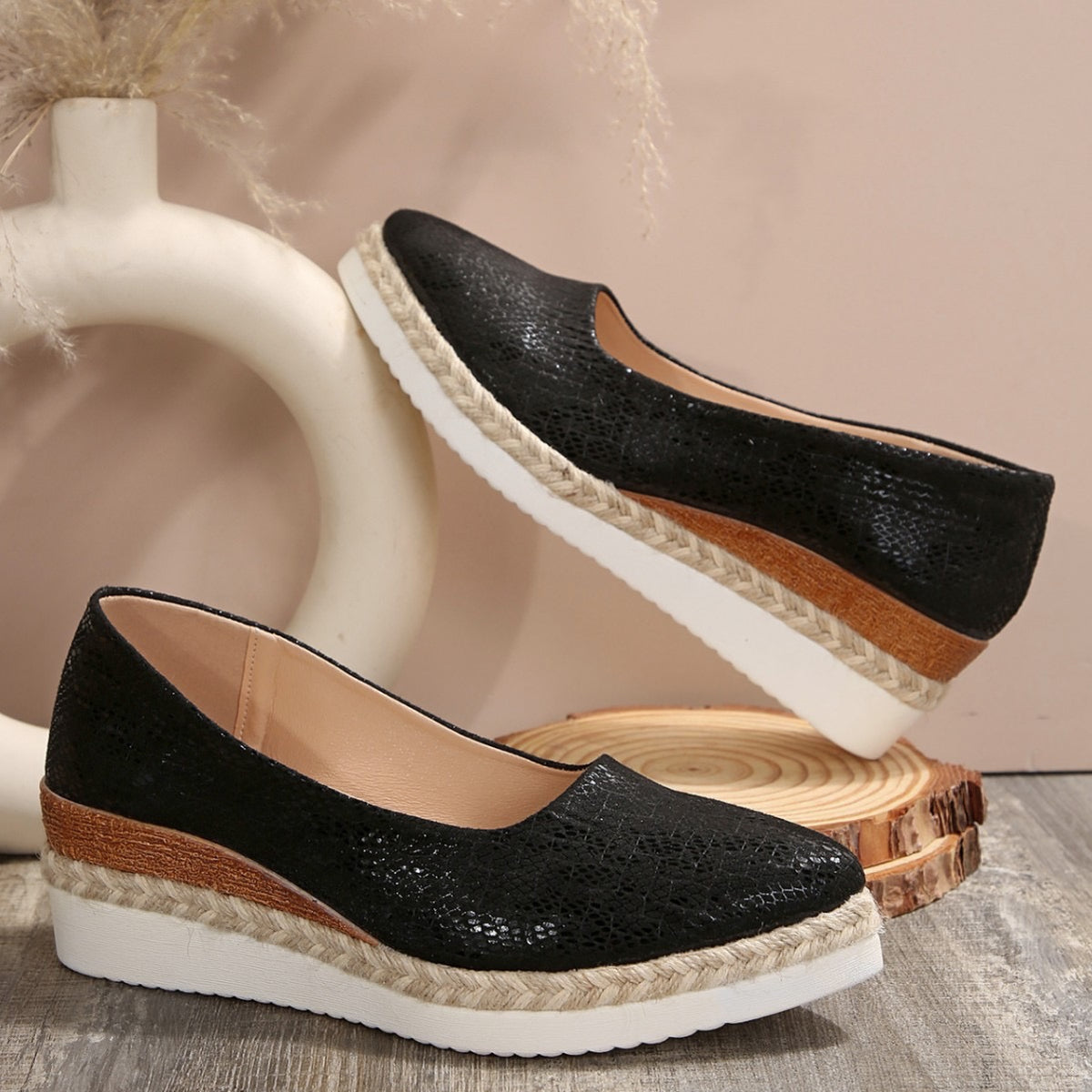 Women's Elegant Chunky Wedge Loafers