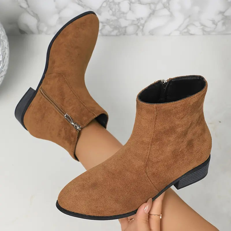 Chic French-Inspired Women's Ankle Boots with Side Zipper