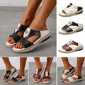 2022 New Wedge Cowhide Platform Flip Flops