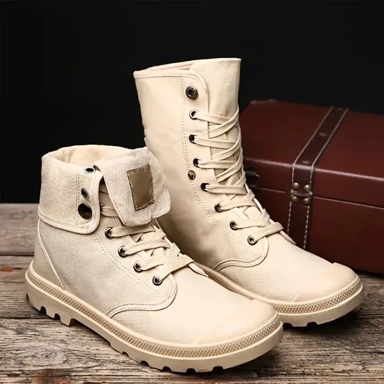 Men's Fashion Canvas Breathable Lightweight Solid Color Boots