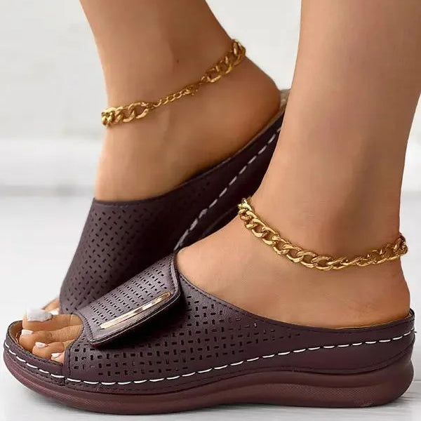 Peep Toe Hollow Out Orthopedic Slippers