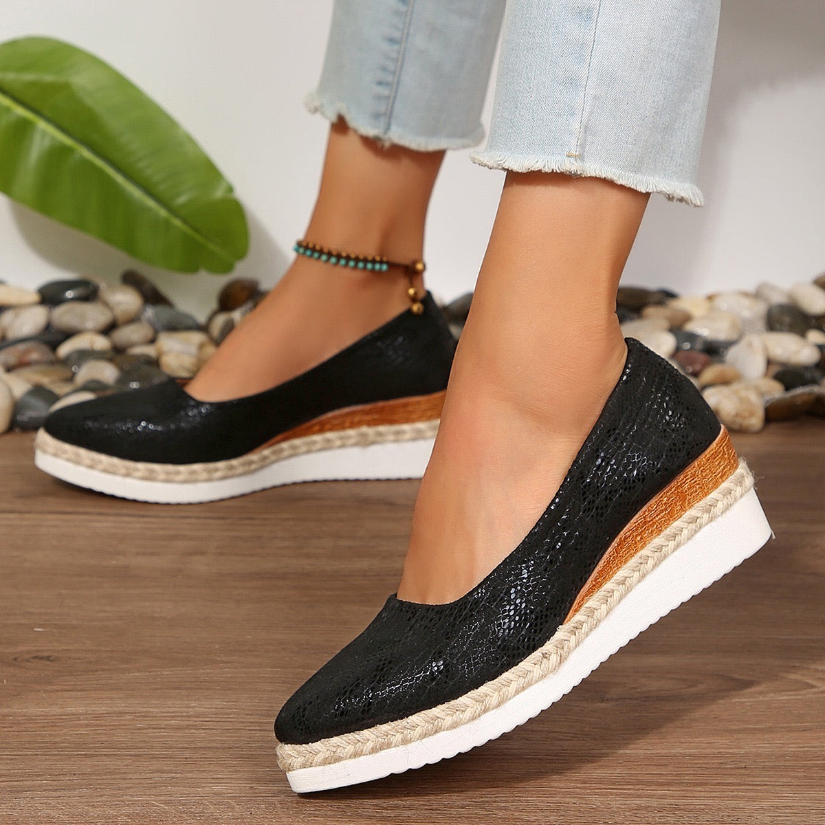 Women's Elegant Chunky Wedge Loafers