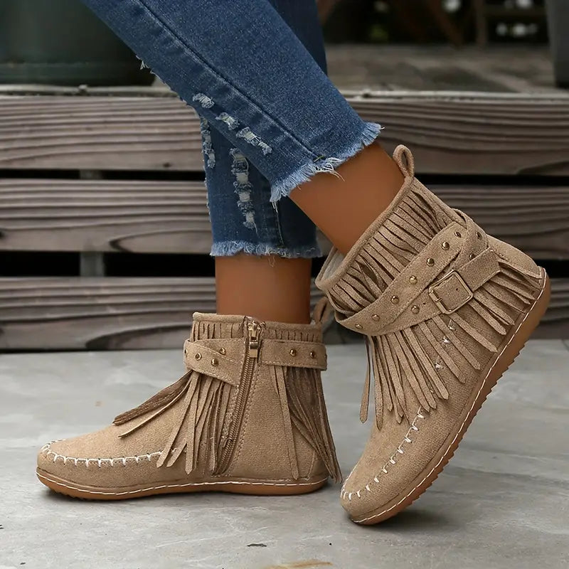 Trendy Womens Tassel Ankle Boots