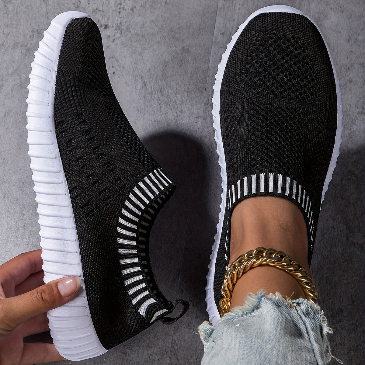 Women's Lightweight Breathable Knit Outdoor Shoes Sneakers